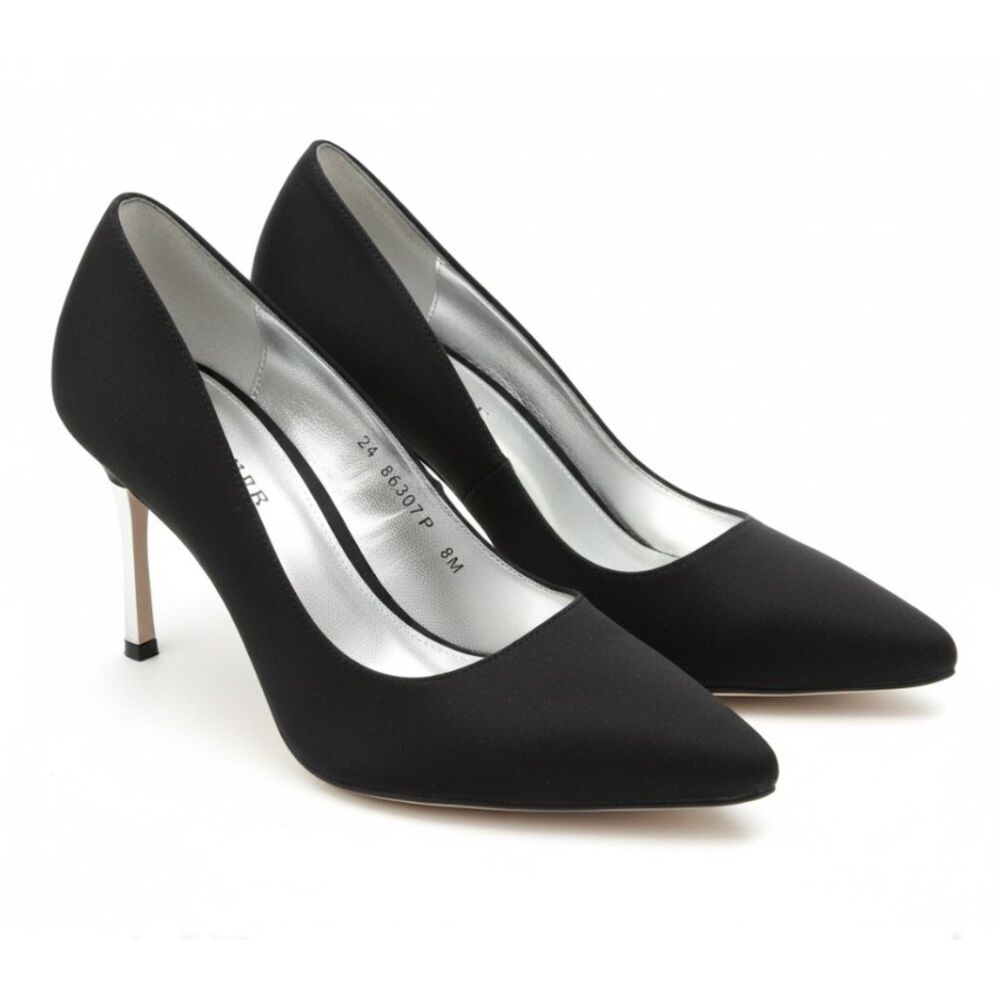 Timothy Hitsman Heels Black Shoe Silver Heel Stilettos Womens Size 8.5